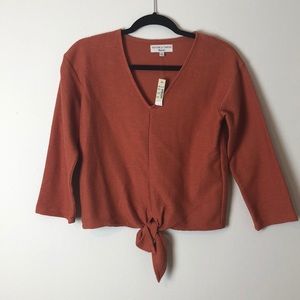 Madewell Texture & Thread Coral Tie-front top
